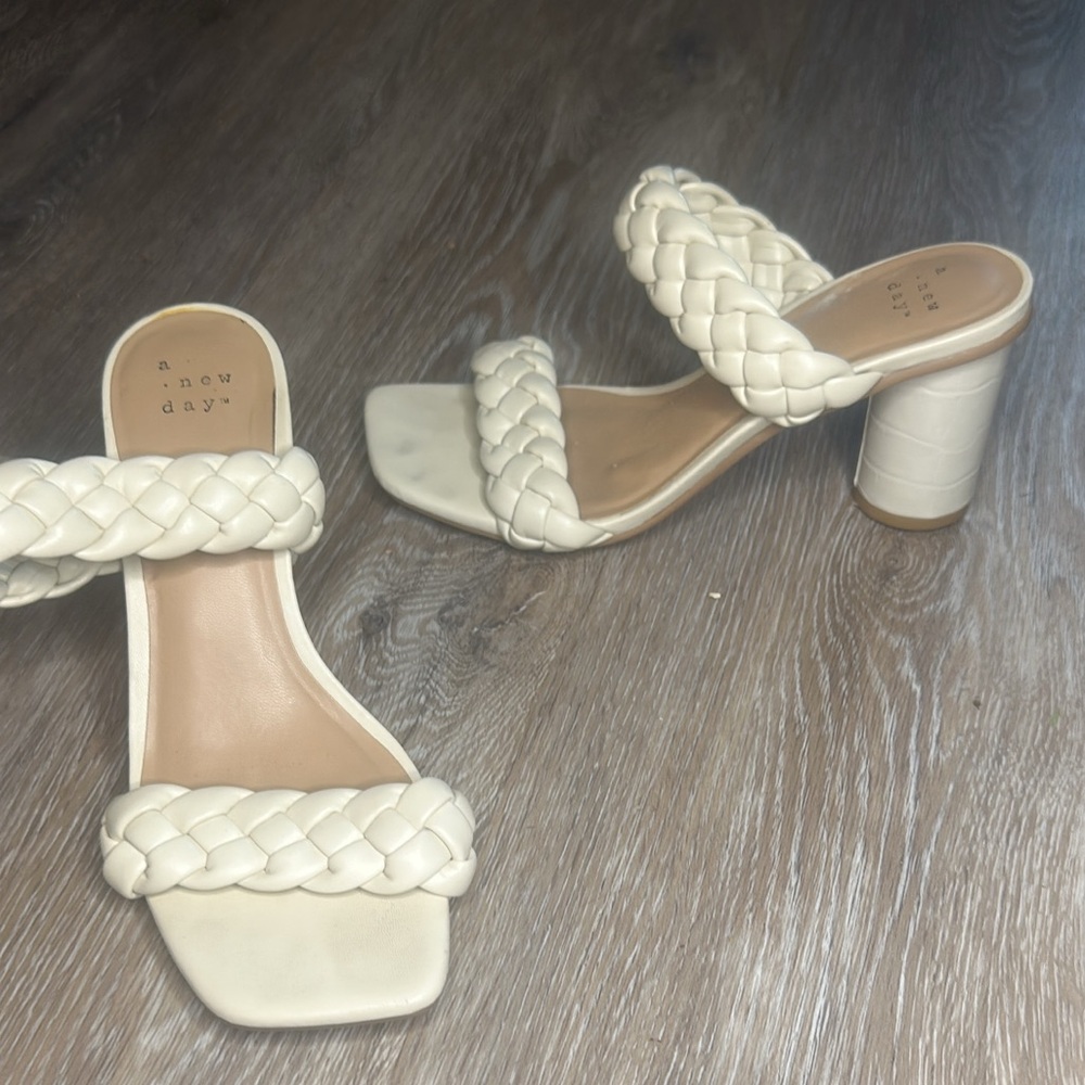 Elegant Cream Braided Heels